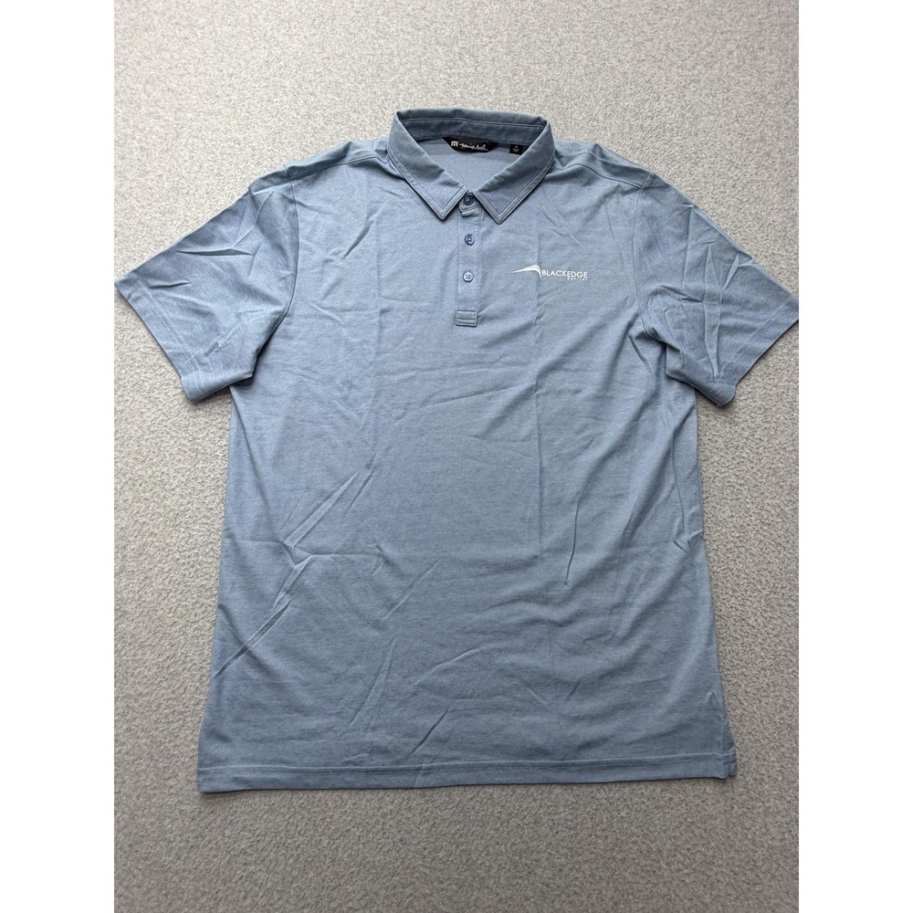 TravisMathew Polo Shirt Mens XL Blue Solid Pima Cotton Golf BlackEdge Capital